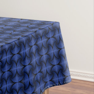 Graphic Geometric 3D Scallop Fan Blue Tablecloth