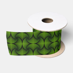 Graphic Geometric 3D Scallop Fan Green Satin Ribbon
