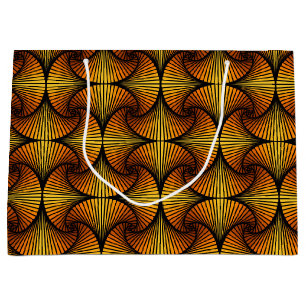 Graphic Geometric 3D Scallop Fan Orange Yellow Large Gift Bag