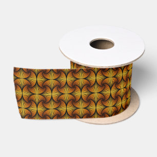 Graphic Geometric 3D Scallop Fan Orange Yellow Satin Ribbon
