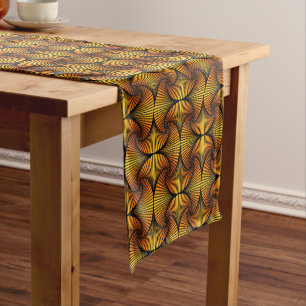 Graphic Geometric 3D Scallop Fan Orange Yellow Short Table Runner