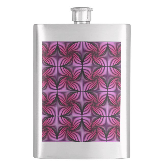 Graphic Geometric 3D Scallop Fan Pink Flask (Front)
