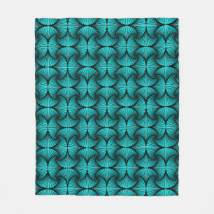 Graphic Geometric 3D Scallop Fan Turquoise Fleece Blanket