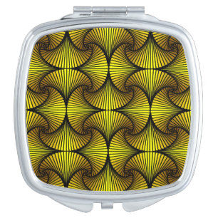 Graphic Geometric 3D Scallop Fan Yellow Compact Mirror