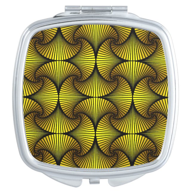 Graphic Geometric 3D Scallop Fan Yellow Compact Mirror (Front)