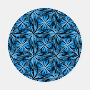 Graphic Geometric 3D Spiral Twist Blue Coaster Set