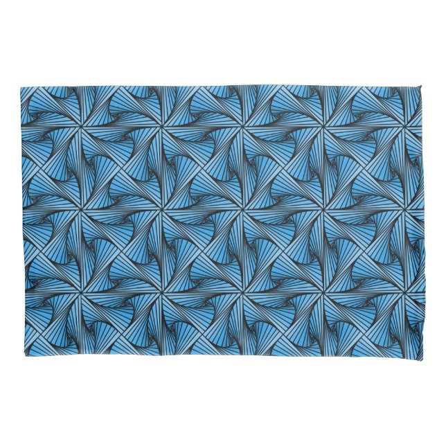 Graphic Geometric 3D Spiral Twist Blue Pillow Case (Front)