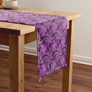 Graphic Geometric 3D Spiral Twist Pink Short Table Runner
