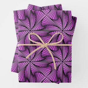 Graphic Geometric 3D Spiral Twist Pink Wrapping Paper Sheets