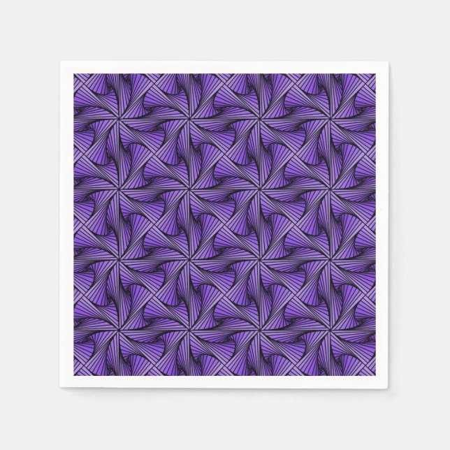 Graphic Geometric 3D Spiral Twist Purple Napkins (Front)