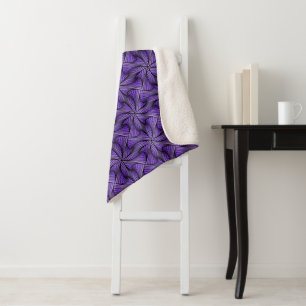 Graphic Geometric 3D Spiral Twist Purple Sherpa Blanket