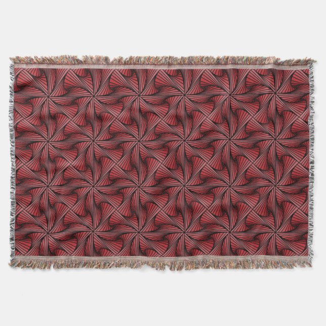 Graphic Geometric 3D Spiral Twist Red Throw Blanket (Front)