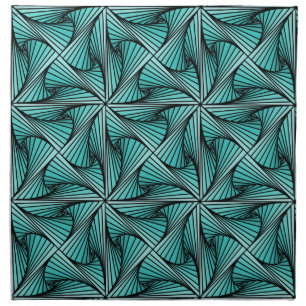 Graphic Geometric 3D Spiral Twist Turquoise Green Cloth Napkin
