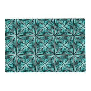 Graphic Geometric 3D Spiral Twist Turquoise Green Placemat