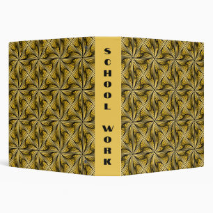 Graphic Geometric 3D Spiral Twist Yellow 3 Ring Binder