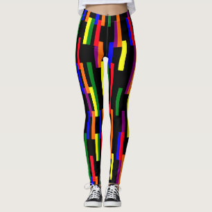 Graphic Geometric Bars Pattern Pride Colors Leggings