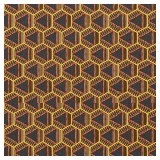 Graphic Geometric Pattern Abstract Black Yellow Fabric