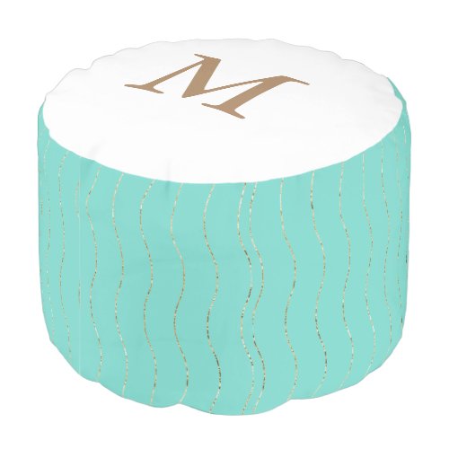 Graphic Gold  Monogram Round Pouf