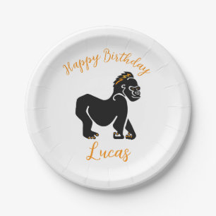 Graphic GORILLA -Wildlife -Happy Birthday - Party Paper Plates