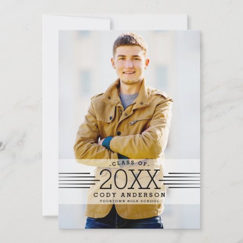Graphic Grad | Black Text Photo Graduation Party 5x7 Paper Invitation Card