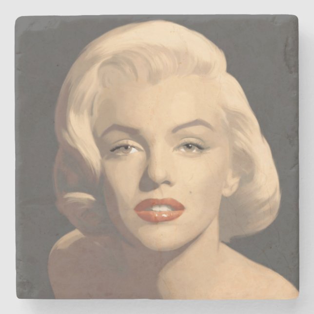 Graphic Gray Marilyn Stone Coaster (Front)
