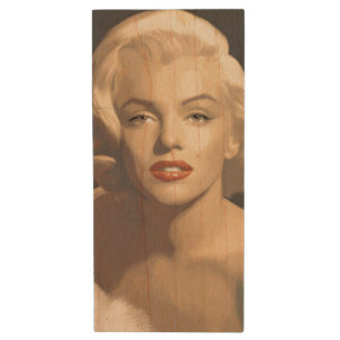 Graphic Gray Marilyn Wood USB Flash Drive