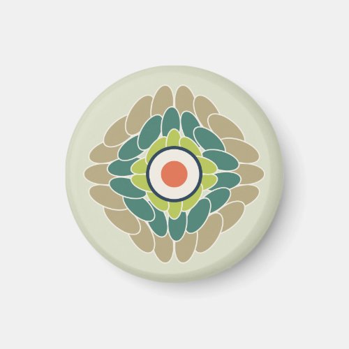 Graphic green leaf rosette in wasabi and khaki magnet