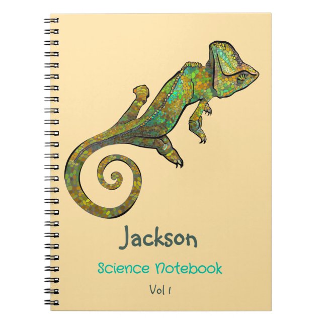 Graphic Green Lizard Named School Subject  Notebook (Front)