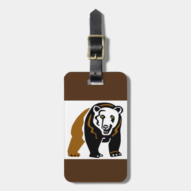 Graphic GRIZZLY Bear  - Wildlife - Brown Luggage Tag (Front Vertical)