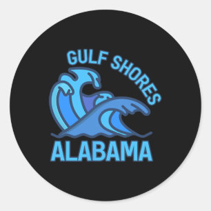 Graphic Gulf Shores Alabama Pocket Wave Souvenir Classic Round Sticker