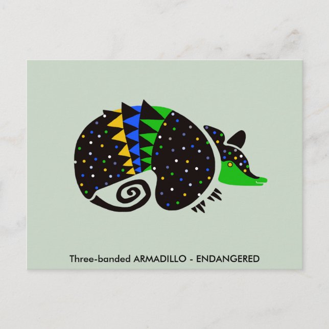 Graphic hand drawn ARMADILLO - Endangered animal Postcard (Front)