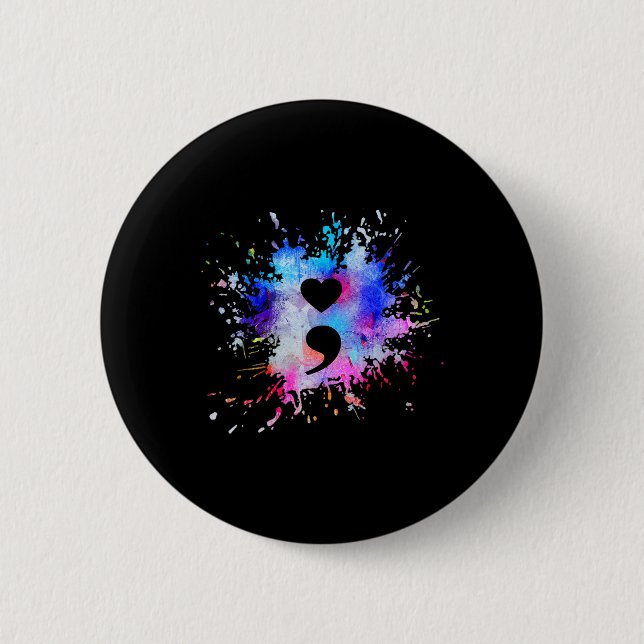 Graphic Heart Semicolon Symbol  Button (Front)