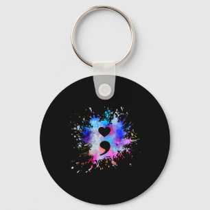 Graphic Heart Semicolon Symbol  Keychain