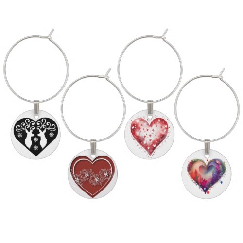 Graphic Hearts Assorted Wine Charms Tags