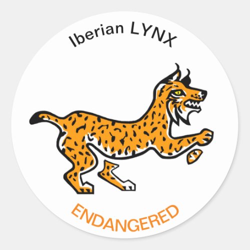 Graphic_ Iberian LYNX_ Endangered animal_ Wildlife Classic Round Sticker