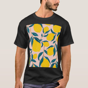 Graphic illustrated lemons: pink seamless pattern T-Shirt