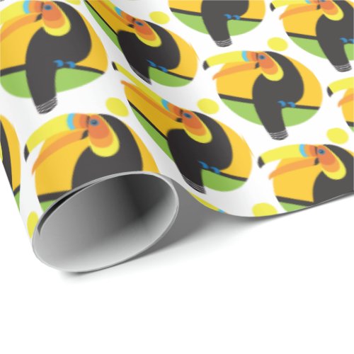 Graphic Illustration Toucan Tropical Birds Wrapping Paper