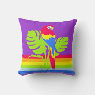 Graphic kids parrot rainbow colourful pillow