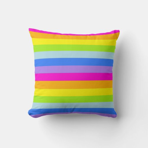 Graphic kids rainbow stripes colourful pillow