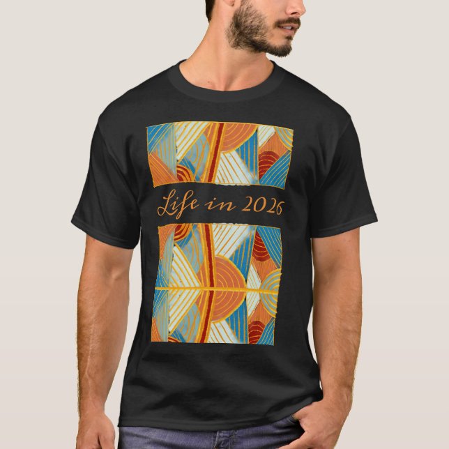 Graphic Life in 2026 Abstract Lines & Curves T-Shirt (Front)