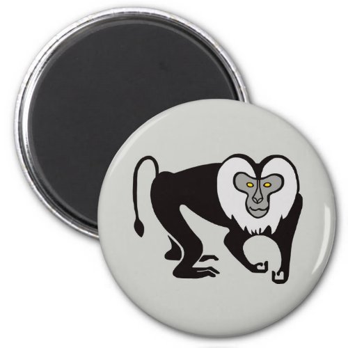 Graphic _ Lion_tailed MACAQUE _ Monkey _ grey Magnet