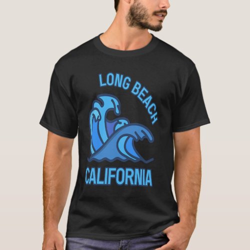 Graphic Long Beach California Pocket Wave Souvenir T_Shirt