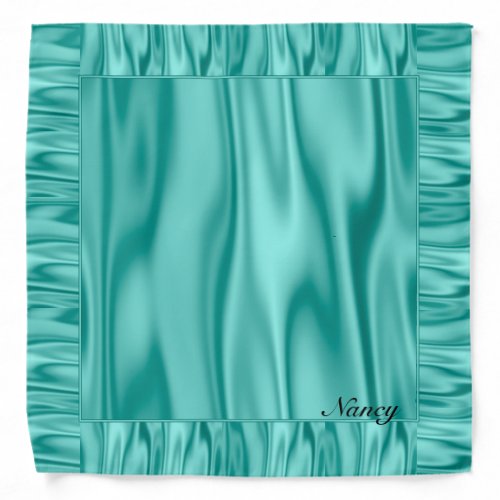 Graphic Look of Elegant Aqua Satin  Ruffles Bandana