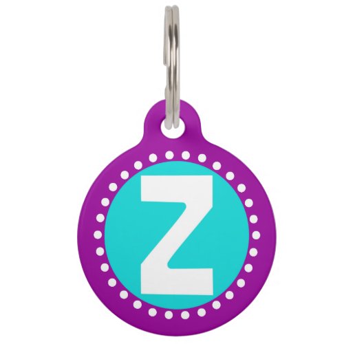 Graphic Lowercase Letter Z Custom Initial Pet ID Tag