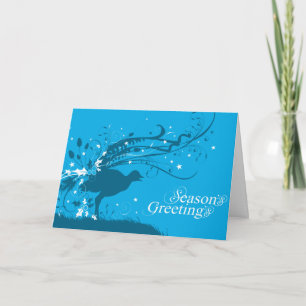 Graphic lyrebird blue Christmas card