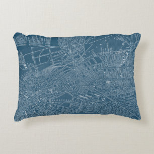 Graphic Map of Boston Accent Pillow