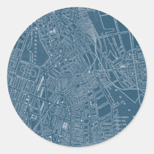 Graphic Map of Boston Classic Round Sticker