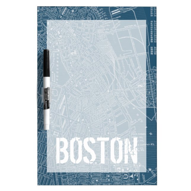 Graphic Map of Boston Dry Erase Board (Front)