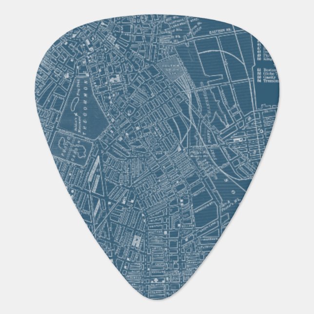 Graphic Map of Boston Guitar Pick (Front)