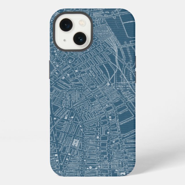 Graphic Map of Boston Iphone Case (Back)